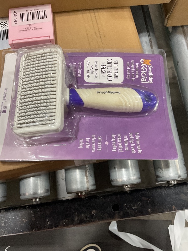 Photo 1 of Smalldog Official Self-Cleaning Gentle Slicker Brush, Sensitive Skin Gentle Dog Brush, for Big Dog and Large Breed, to Remove Loose Hair, Mats, Dirt - Pain Free Grooming