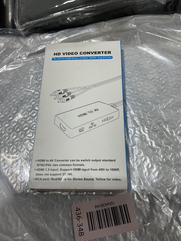 Photo 1 of HDMI to RCA Converter, HDMI to AV 3RCA CVBs Composite Video Audio Converter Adapter Supports PAL/NTSC for TV Stick, Roku, Android TV Box, DVD ect, Black