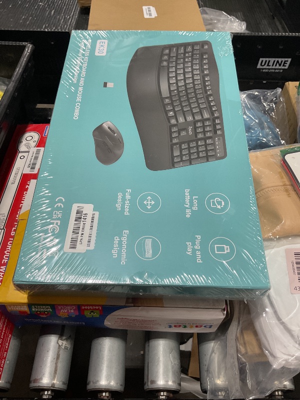 Photo 1 of Wireless Keyboard and Mouse Combo,2.4G Full Size Wave Keys Ergonomic Keyboard with Wrist Rest for Natural Typing, 3 DPI Adjustable Ergonomic Silent Mouse for Computer/Laptop/Windows/Mac (Black)
