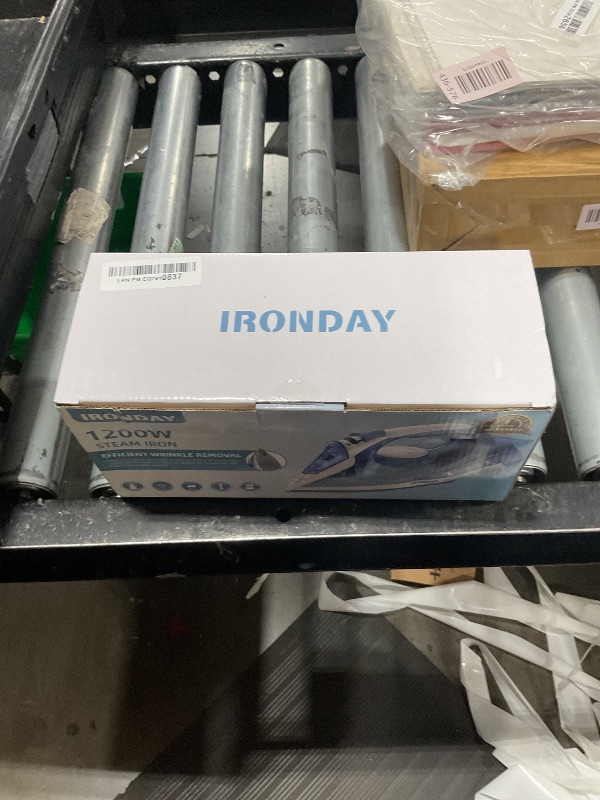 Photo 1 of IRONDAY Steam Iron for Clothes Fast Heating, 1200W Iron with Non-Stick Ceramic Soleplate, Self-Cleaning, Burst of Steam, Spray Mist, 7.03oz Water Tank Ironing Clothes for Home, Blue