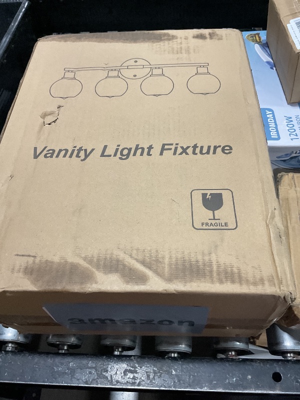 Photo 1 of 2025 Upgrade 4-Light Bathroom Light Fixtures, Black Bathroom Lights Over Mirror with Clear Glass Globe Shade, Vanity Lights for Bathroom Kitchen Living Room Hallway Cabinet Bedroom Porch