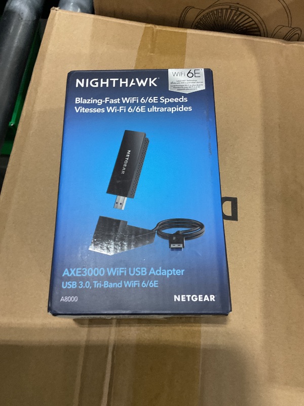 Photo 1 of NETGEAR Nighthawk WiFi 6E USB 3.0 Adapter (A8000) - AXE3000 Tri-Band Wireless Gigabit Speed (Up to 3Gbps) - New 6GHz Band – Works with Any WiFi 6 or 6E Router Or Mesh System - for Windows PC