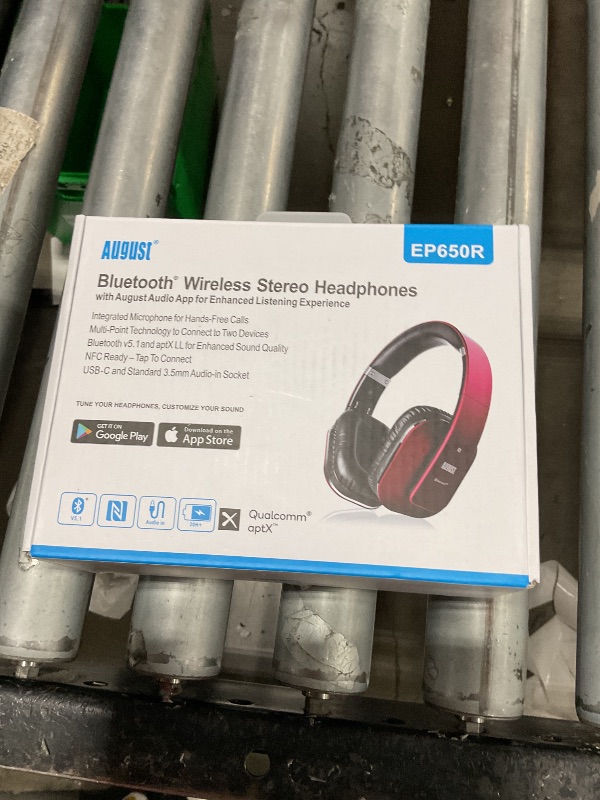 Photo 1 of Over Ear Bluetooth Wireless Headphones - August EP650 with Android/iOS App for Custom Sound Control - Enjoy Bass Rich Sound and Optimum Comfort - Bluetooth v4.2, NFC and aptX LL Low Latency - [Red]