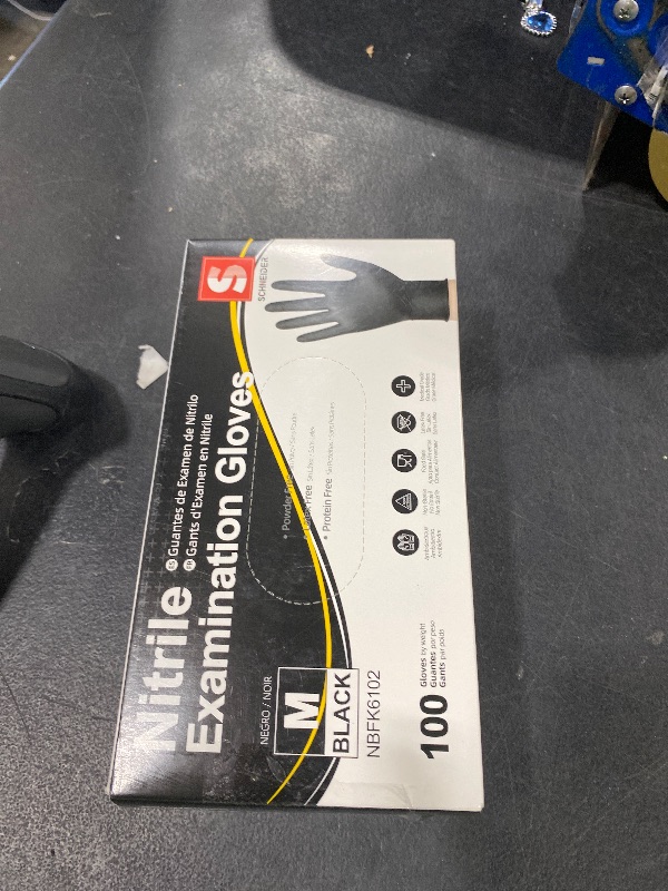 Photo 1 of Schneider Gloves Disposable Latex Free, Black Nitrile Gloves Medium Powder Free for Medical, Cooking, Cleaning, Food Prep