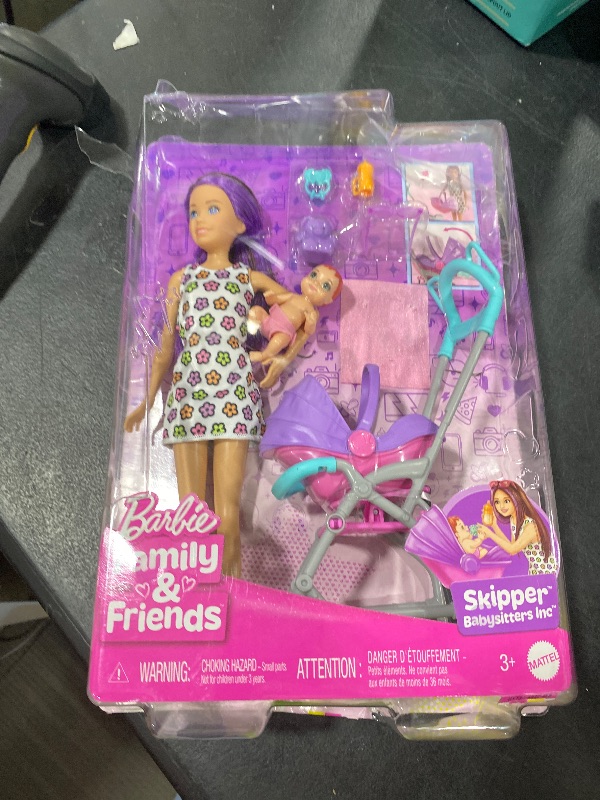Photo 1 of Barbie Skipper Babysitters, Inc. Playset with Skipper Babysitter Doll (Brunette), Stroller, Baby Doll & 5 Accessories, Toy for 3 Year Olds & Up