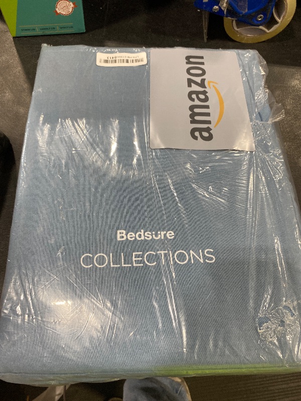Photo 1 of Bedsure Linen Duvet Cover King - Linen Cotton Blend Bedding Set, Soft & Cozy, 3 Pieces, 1 Duvet Cover 104x90 Inches and 2 Pillowcases, Slate Blue Color Cooling Bedding, Comforter Sold Separately