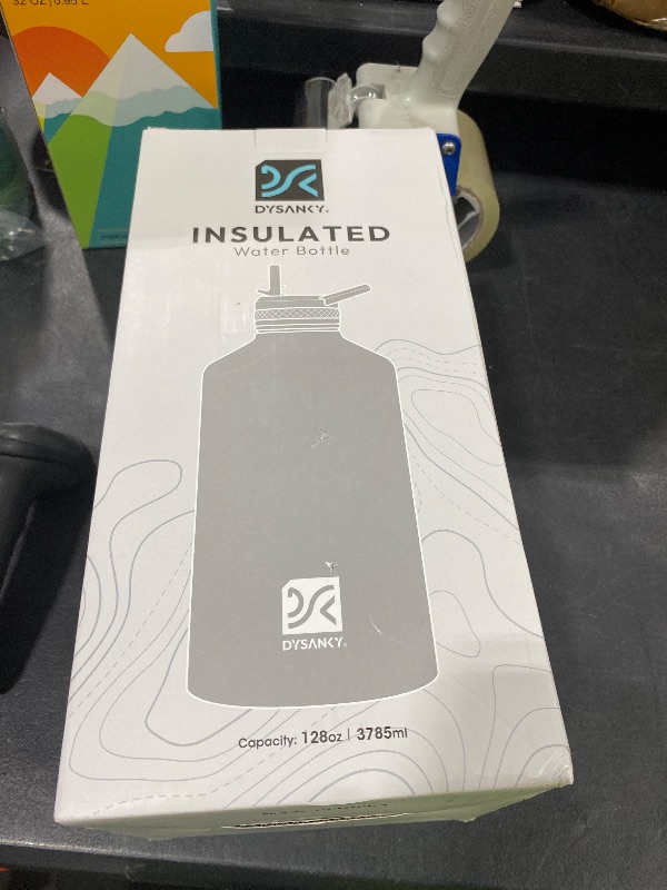 Photo 1 of DYSANKY 1 Gallon Insulated Water Bottle | Upgraded Thickened Stainless Steel Metal Portable Sports Large Water Jug for Gym and Hiking with Carrier Bag, Handle Strap | BPA-Free 128 oz