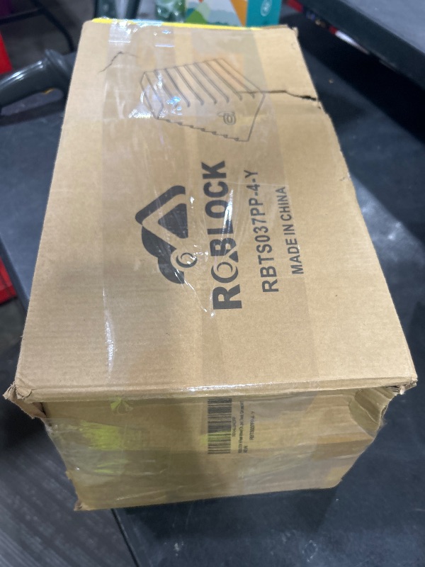 Photo 1 of ROBLOCK 4 Packs Wheel Chocks Heavy Duty Yellow with Eyebolt for Travel Trailer Camper, Truck, Car and ATV(Yellow)