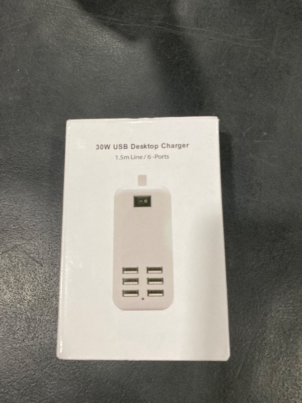 Photo 1 of 6 Ports USB Charger Hub Desktop US Plug AC Power Wall Travel Charging Adapter Slots Charging Station Extension Socket Outlet with Cable