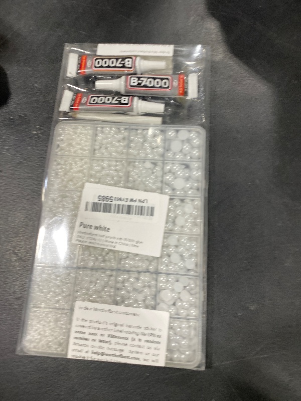 Photo 1 of 16000Pcs Flatback Pearls for Crafting, White Flat Back Assorted Sizes 2/3/4/5/6/8/10mm Half Pearl Beads Bedazzling for Crafts Clothing Tumbler Shoes Wedding Gown Nails with B7000 Jewelry Making Glue