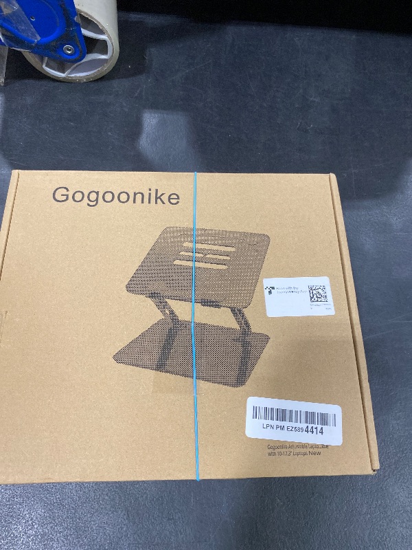 Photo 1 of Gogoonike Adjustable Laptop Stand for Desk, Metal Foldable Laptop Riser Holder, Portable Desktop Book Stands, Ventilated Cooling Computer Notebook Stand Compatible with 10-15.6” Laptops