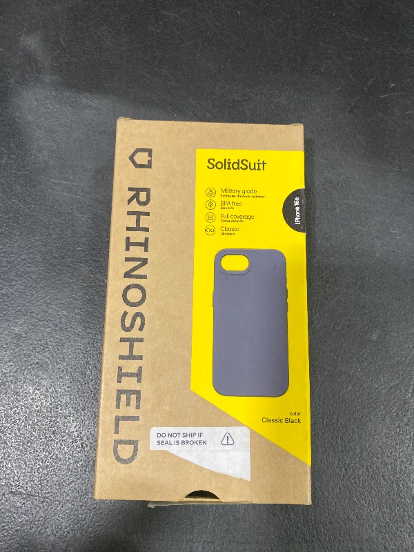 Photo 1 of RhinoShield Case Compatible with iPhone 16e | SolidSuit - Shock Absorbent Slim Design Protective Cover with Premium Matte Finish 3.5M / 11ft Drop Protection - Classic Black