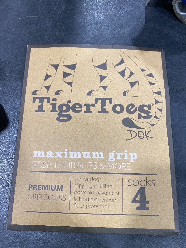 Photo 1 of DOK TigerToes Premium Non-Slip Dog Socks for Hardwood Floors - Extra-Thick Grip That Works Even When Twisted - Prevents Licking, Slipping, and Great for Dog Paw Protection - Size Medium