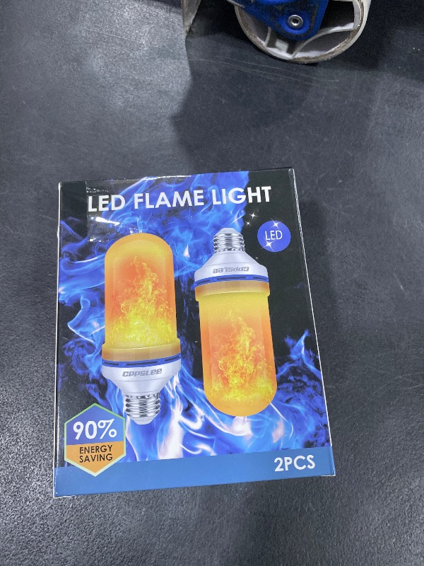 Photo 1 of Halloween Decorations Upgraded LED Flame Light Bulbs, 4 Modes Fire Flame Bulb, E26 Base Flickering Light Bulbs, Christmas Decorations Outdoor Indoor Patio Home Decor (Yellow, 2 Pack)