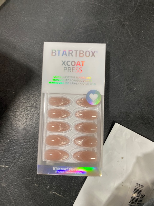 Photo 1 of BTArtbox Press On Nails Almond - Medium Cat Eye French Tip Nails with Glue for Daily Nail Art, Fake Nail Extensions In 15 Sizes - 30 Nail Kit, Liquid Radiance