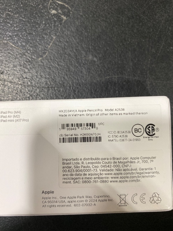Photo 1 of Apple Pencil Pro: Latest Model - Device Compatibility Check Required - Pixel-Perfect Precision, Tilt and Pressure Sensitivity, Perfect for Note-Taking, Drawing, and Art. Charges and Pairs Magnetically