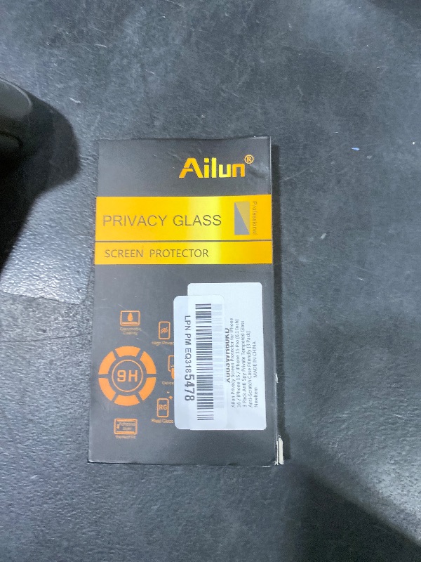 Photo 1 of Ailun Privacy Screen Protector for iPhone 16 / iPhone 15 / iPhone 15 Pro [6.1 Inch] 3 Pack Anti Spy Private Tempered Glass Anti-Scratch Case Friendly [3 Pack][Not for iPhone 16 Pro 6.3 inch]