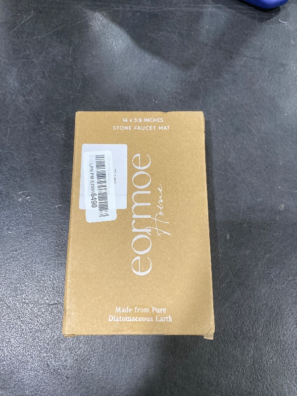 Photo 1 of eormoe Diatomite Kitchen Faucet Mat - 14Inch Water Absorbing Stone Tray for Sink, Stone Fast-Drying Faucet Mat for Kitchen Counter Sink Accessories (Light Grey, 14'' x 3.9'')