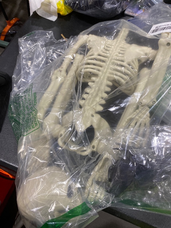 Photo 1 of 3FT Skeleton Halloween Decorations, Full Body Posable Halloween Skeleton with Movable Joints, 36" Plastic Skeleton with 1PCS Black Crow for Indoor Outdoor Haunted House Prop Decor
