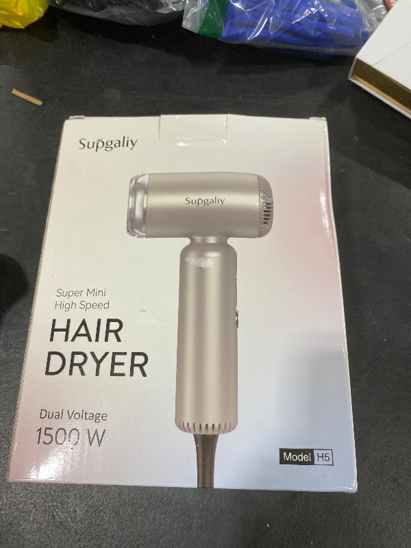Photo 1 of SUPGALIY Dual Voltage Hair Dryer, High-Speed Ionic Blow Dryer for Fast Drying, Travel Compact Hair Blow Dryer with Magnetic Curly Diffuser for Home, Portable Hairdryer International 110-240V