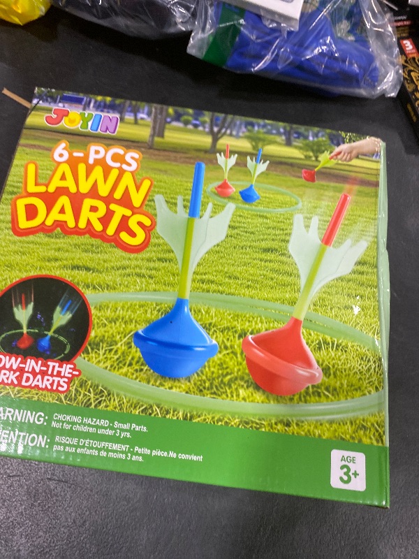 Photo 1 of JOYIN Lawn Darts Game Set for Kids and Adults - Glow in The Dark Outdoor Lawn Games for Adults and Family, Soft Tip Darts Set for Kids Camping, Outside Yard