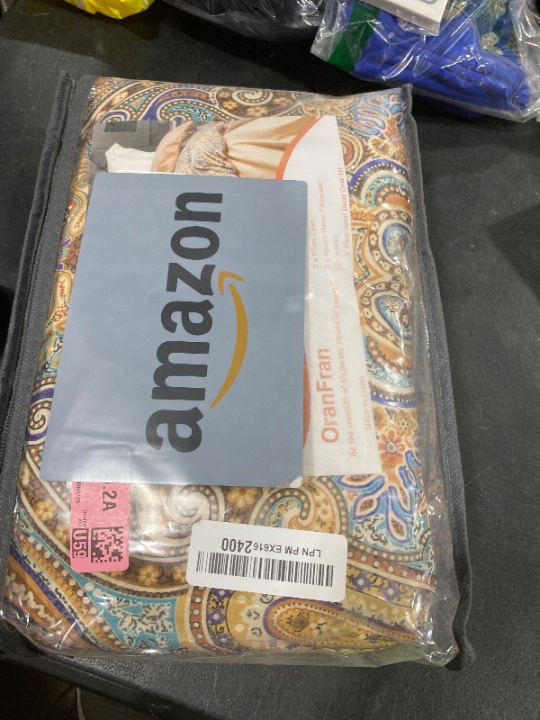 Photo 1 of OranFran Gold Duvet Cover Set,5 PCS Medallion Paisley Print Comforter Cover Set,Bohemian Pattern Bedding Set,Vintage Style Flower Duvet Cover,Soft Reversible Design(Paisley,King/California King)
