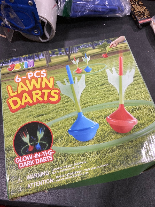 Photo 1 of JOYIN Lawn Darts Game Set for Kids and Adults - Glow in The Dark Outdoor Lawn Games for Adults and Family, Soft Tip Darts Set for Kids Camping, Outside Yard