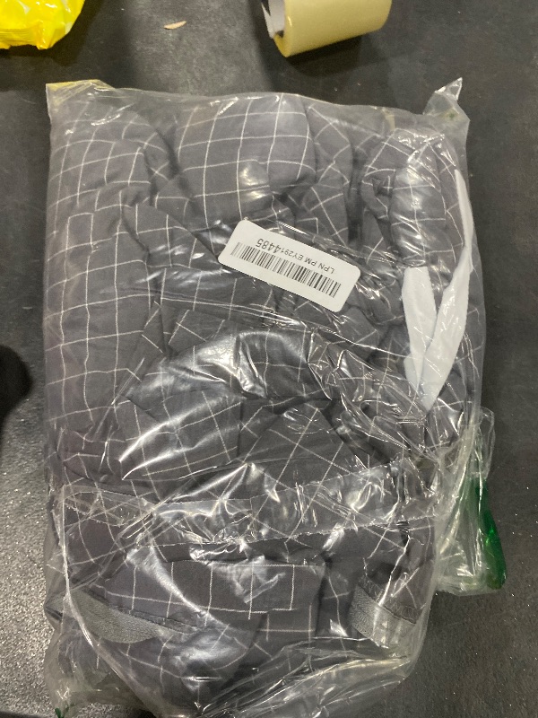 Photo 1 of F.Y.Dreams 100% Washed Cotton Duvet Cover for Weighted Blanket 60x80 inches with 8 Ties, Zipper on Long Side/Gray Grid/Just Duvet Cover