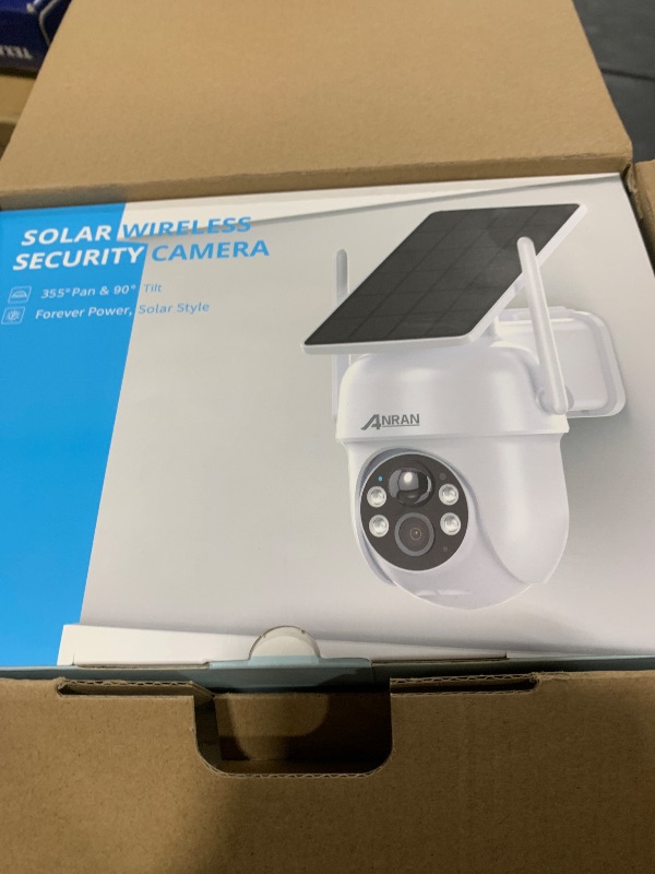Photo 1 of ANRAN Solar Security Cameras Wireless Outdoor,2K Cameras for Home Security with Fixed Solar Panel, 360° PTZ for Home Surveillance,2.4G WiFi, PIR Human Detection, 3MP Color Night Vision, 2 Pack