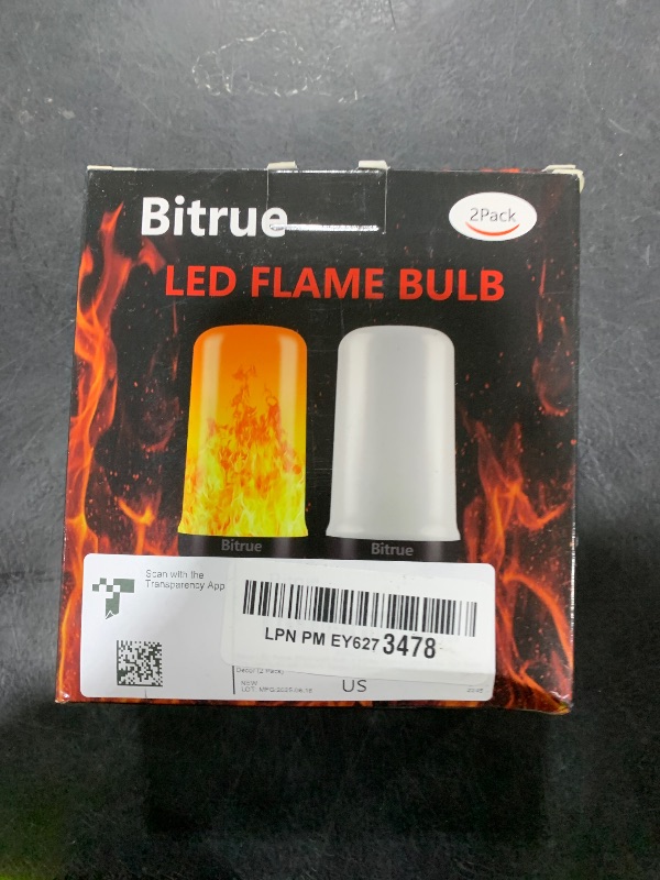 Photo 1 of Bitrue LED Flame Effect Light Bulb, 4 Modes Flame Light Bulbs, E26 Base Fire Light Bulb with Gravity Sensor,Flickering Light Bulbs Hallowee Home Party(2 Pack)
