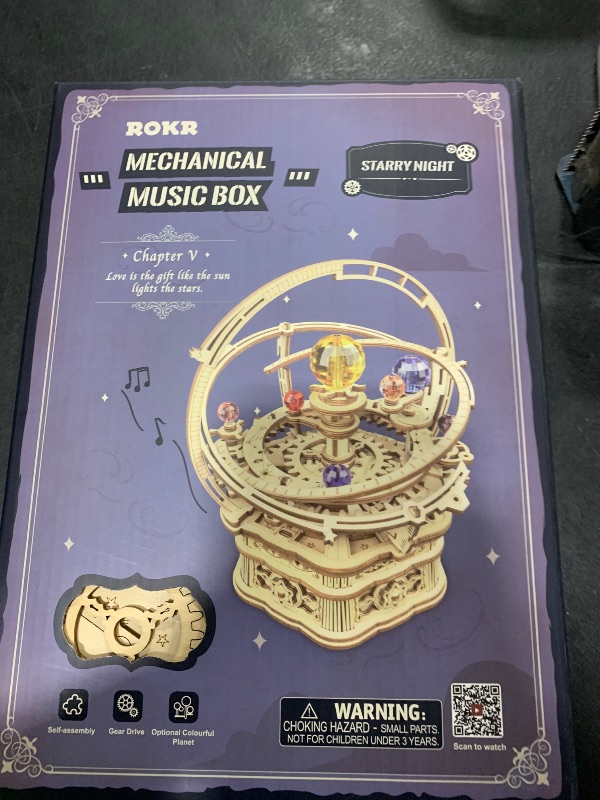 Photo 1 of ROKR 3D Wooden Puzzles for Adults Mechanical Music Box-Starry Night, DIY Rotating Music Box Model Building Kits for Teens, DIY Crafts/Hobbies/Gifts Desk Decor for Boys Ages 14+ (Starry Night)