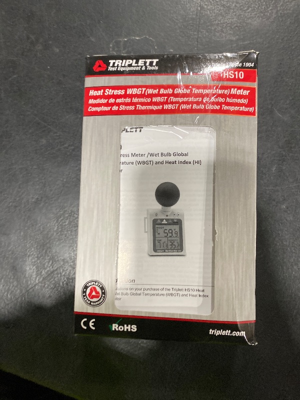 Photo 1 of Triplett HS10 Indoor/Outdoor Heat Stress WBGT (Wet Bulb Globe Temperature) Meter