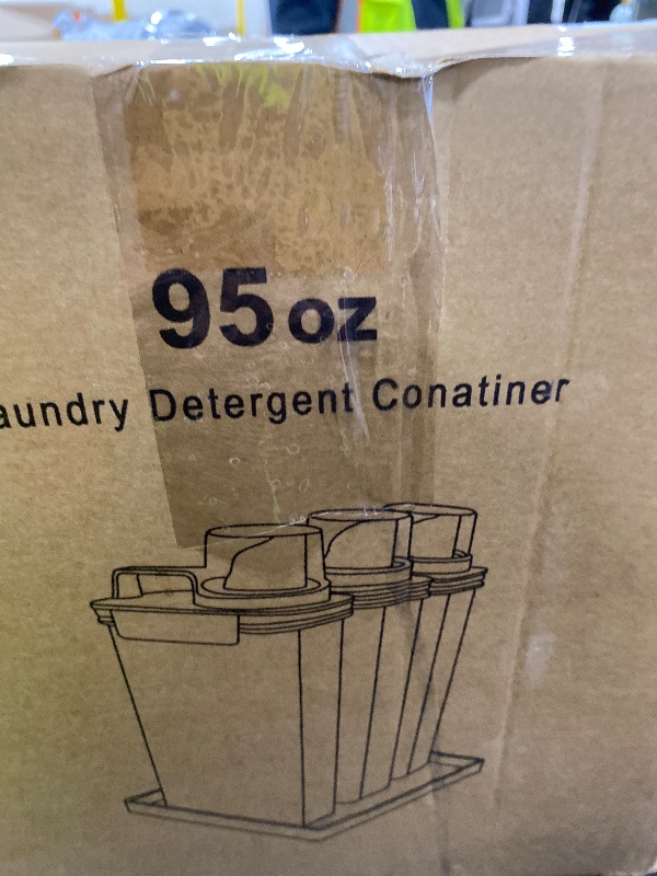 Photo 1 of 95oz Laundry Detergent Container, 2 Pack Plastic Liquid Detergent Dispenser for Laundry Room Powder,Soap,Fabric Softener, Scent Beads Storage and Organization,with 5 Labels.(3, 95oz)