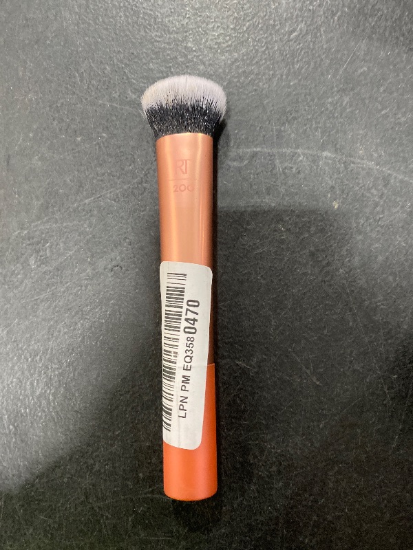 Photo 1 of Real Techniques Expert Face Professional Foundation Makeup Brush for Even Streak Free Application, Dense Bristles For Buffing, Orange, 1 Count