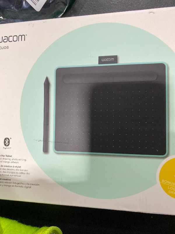 Photo 1 of Wacom Intuos Small Bluetooth Graphics Drawing Tablet, Portable for Teachers, Students and Creators, 4 Customizable ExpressKeys, Compatible with Chromebook Mac OS Android and Windows - Pistachio