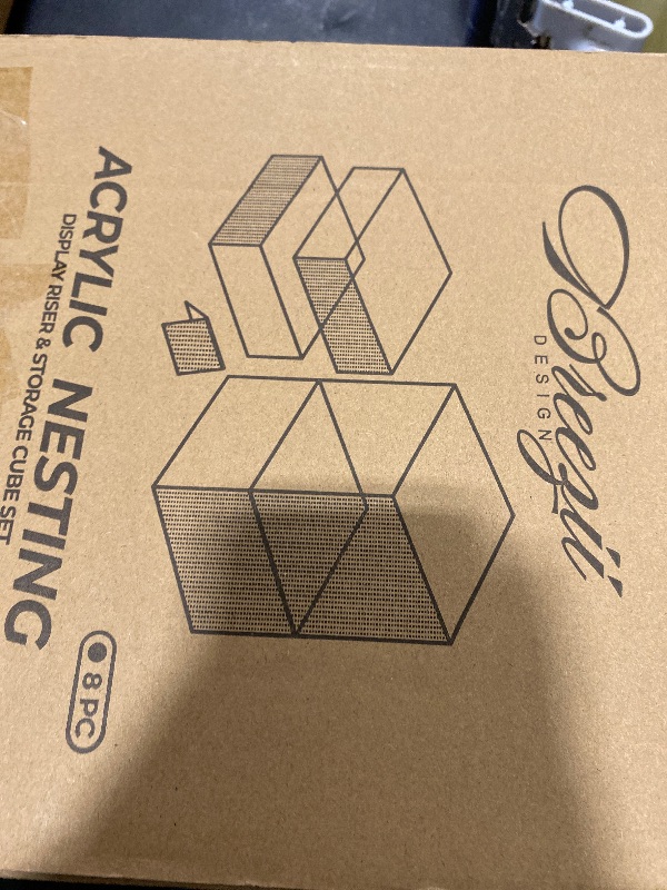 Photo 1 of BreeziiDesign 10” Large Buffet Risers with Mini Signs, Table Risers, Buffet Risers and Stands, Acrylic Cube Display Box Riser for Catering Party Buffet Table Food Display, Dessert, Cakes - White, Set of 4 Boxes