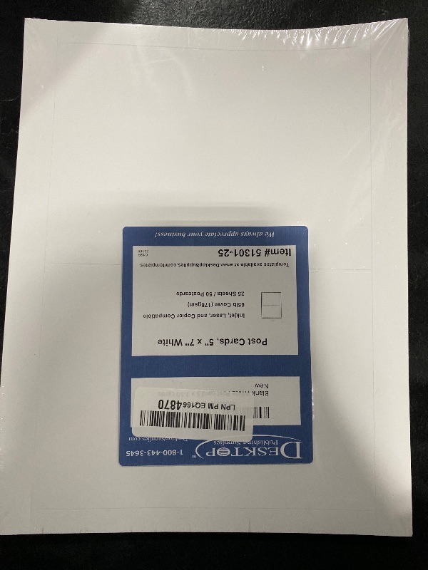 Photo 1 of 25 Sheets Printable 5x7 Postcards – 2 Per Page on 8.5x11 Cardstock – 50 Total Cards – Inkjet & Laser Compatible – 65lb White Matte Cardstock – Made in USA