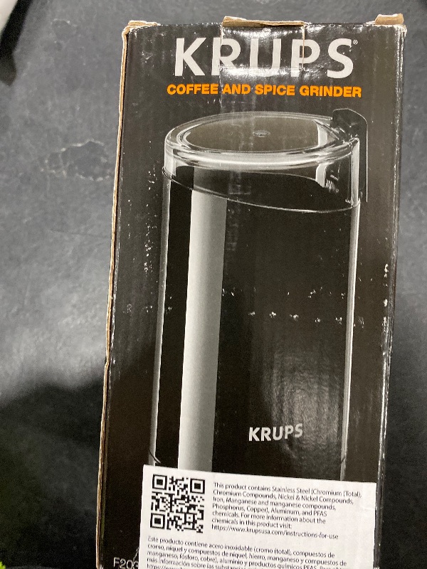 Photo 1 of KRUPS Precision Electric Coffee Grinders: 3 oz Capacity, 200W Motor, Stainless Steel Blades for Uniform Grinding of Coffee Beans, Herbs, Nuts, and Spice Grinder (Black)