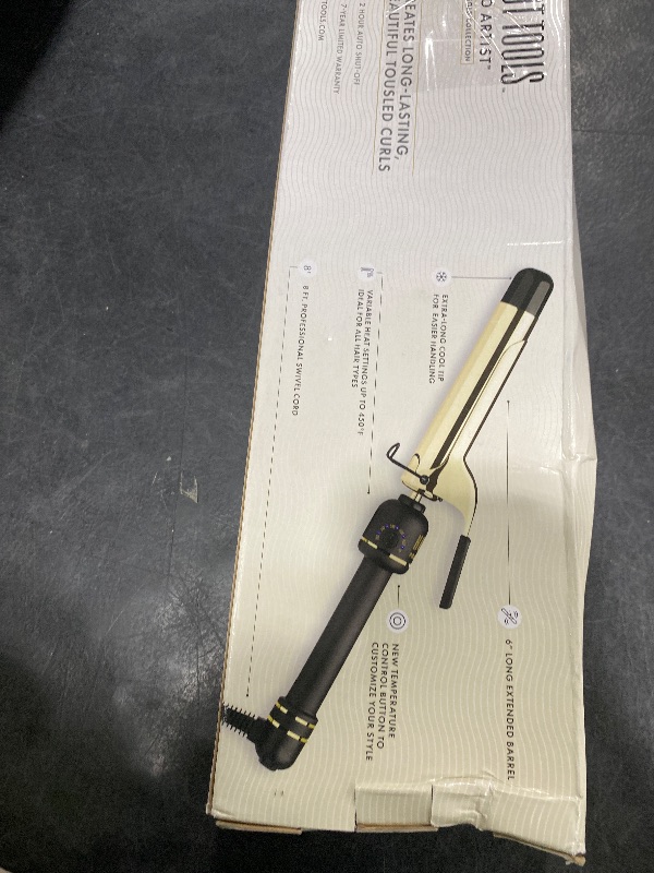 Photo 1 of HOT TOOLS 24K Gold Professional 1 1/4" Extended Barrel Curling Iron with Clamp for Tousled Curls - 24K Gold Technology for Long-Lasting Results & Longer Barrel for Easy Styling