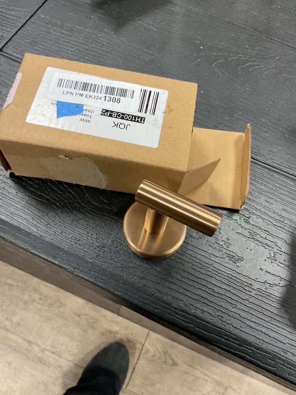 Photo 1 of JQK Bathroom Towel Hook Champagne Bronze, Coat Robe Clothes Hook for Bathroom Wall Mounted (Pack of 2), SUS 304 Stainless Steel 0.8mm, TH100-CB-P2