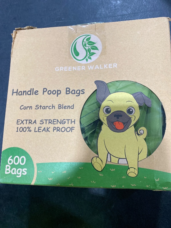 Photo 1 of GREENER WALKER Tie Handles Poo Bags for Dog Waste, 600 Doggy Waste Bags Extra Thick Strong 100% Leak-Proof (Green)
