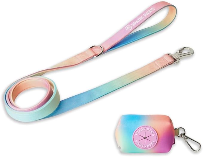 Photo 1 of Spark Paws Premium Dog Leash & Poop Bag Set - Heavy-Duty Alloy Hook for Strong Pulling Breeds - Comfortable, Durable & Secure - Pastel Icing
