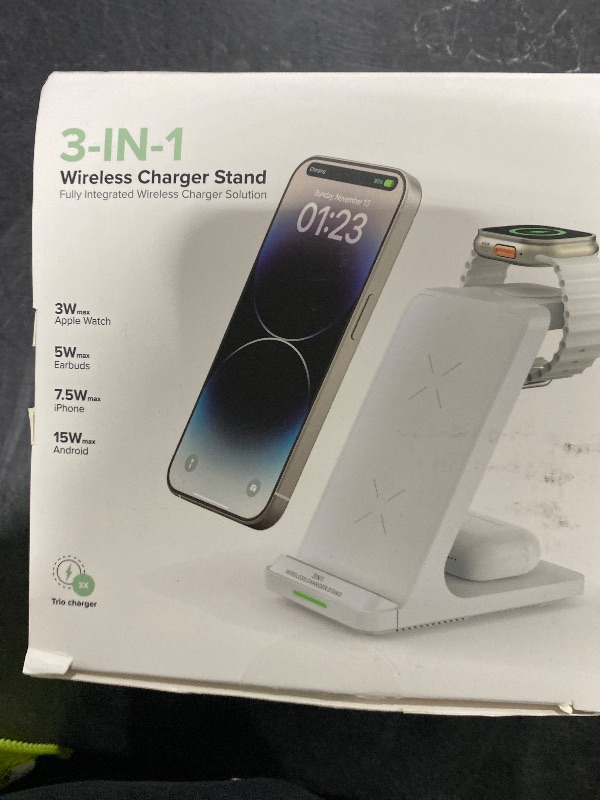 Photo 1 of Wireless Charging Station, 3 in 1 Fast Wireless Charger Stand for Multiple Devices Apple Watch Ultra Series 11 10 9 8 7 6 SE 5 4 3 2, iPhone 17 16 15 14 13 12 11 Pro Max/Plus/Air/X/XS/XR/SE, Airpods
