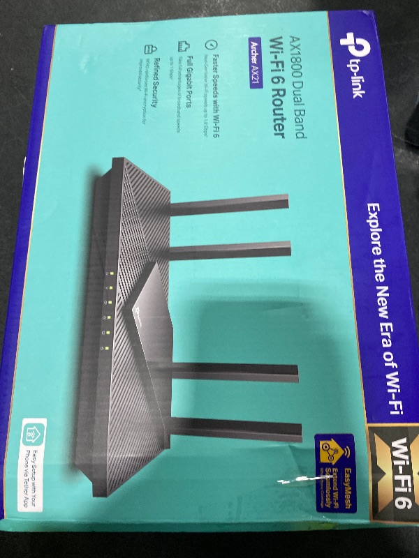 Photo 1 of TP-Link AX1800 WiFi 6 Router V4 (Archer AX21) – Dual Band Wireless Internet, Gigabit, Easy Mesh, Works with Alexa - A Certified for Humans Device, Free Expert Support