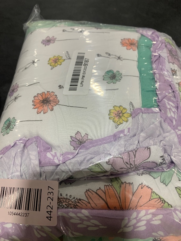 Photo 1 of The Peanutshell 3 Piece Baby Crib Bedding Set for Boys & Girls - Newborn, Infant & Toddler Nursery Bed Set Decor with Fitted Crib Sheet, Dust Ruffle, Comforter - Lavender and Vintage Floral
