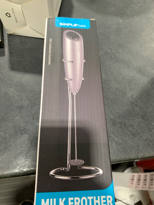 Photo 1 of SIMPLETaste Milk Frother Handheld Battery Operated Electric Foam Maker, Drink Mixer with Stainless Steel Whisk and Stand for Cappuccino, Bulletproof Coffee, Latte