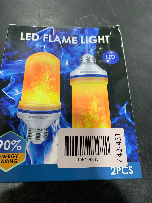 Photo 1 of Halloween Decorations Upgraded LED Flame Light Bulbs, 4 Modes Fire Flame Bulb, E26 Base Flickering Light Bulbs, Christmas Decorations Outdoor Indoor Patio Home Decor (Yellow, 2 Pack)