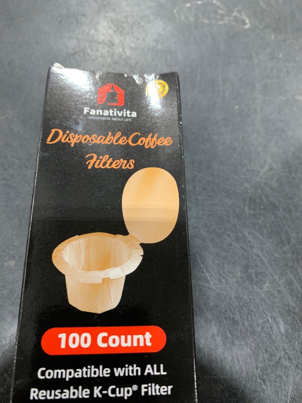 Photo 1 of 100 Count Fanativita K Cup Filters Disposable with Genius Lid Design, Fit All Reusable K Cups for Keurig (Unbleached)