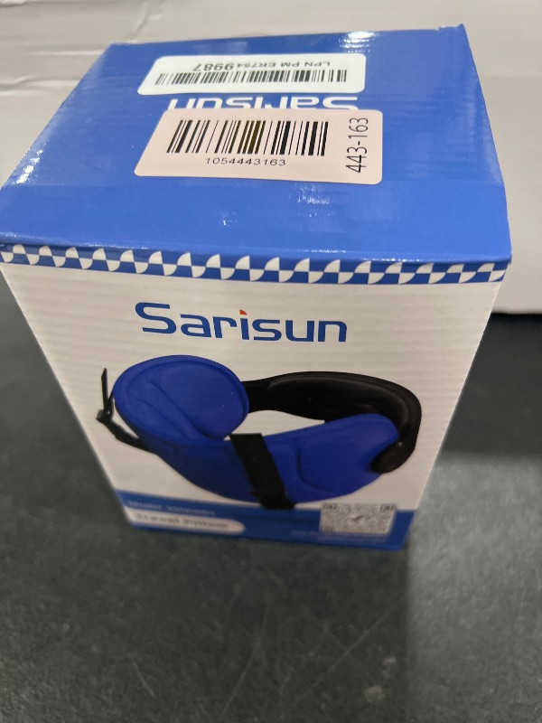 Photo 1 of SARISUN Travel Pillows for Airplanes, Airplane Pillow for Long Flight, Airplane Head Strap with Sleep Eye Mask, 360° Support Headrest for Car Trip, Travel Essentials Stop Bobblehead, Mottled Blue