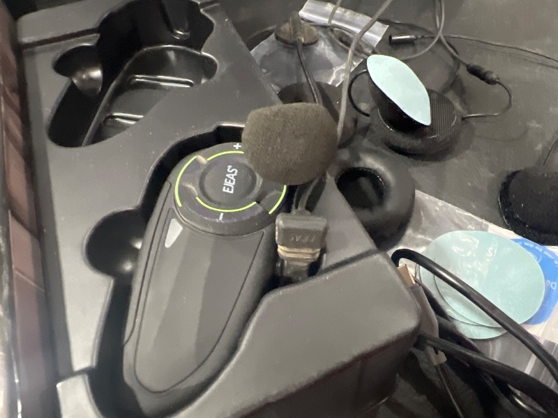 Photo 1 of EJEAS Q8 2PC Motorcycle Bluetooth Headset, Upgraded Mesh 3.0 Intercom System with Music Sharing and IP67 Waterproof for 6 Riders Group Talking
